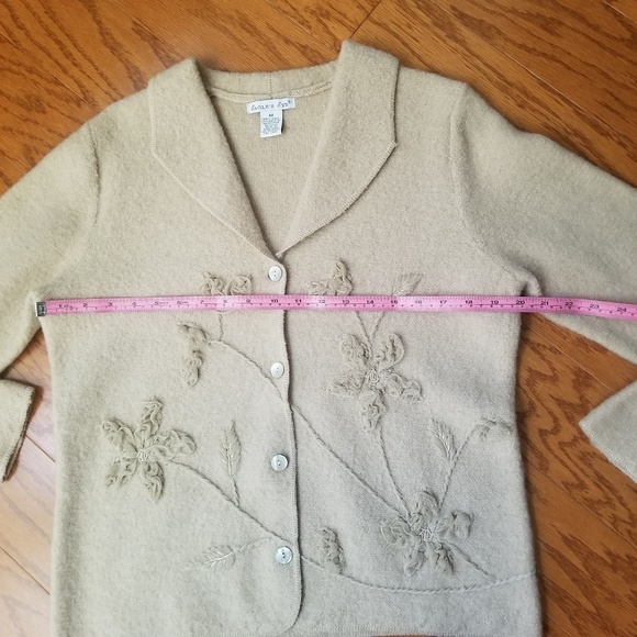 Wool tan sweater jacket M - Picture 4 of 8